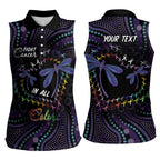 Fight Cancer In All Colors Australia Indigenous Women Sleeveless Polo Shirt Dragonflies Aboriginal Art
