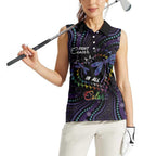 Fight Cancer In All Colors Australia Indigenous Women Sleeveless Polo Shirt Dragonflies Aboriginal Art