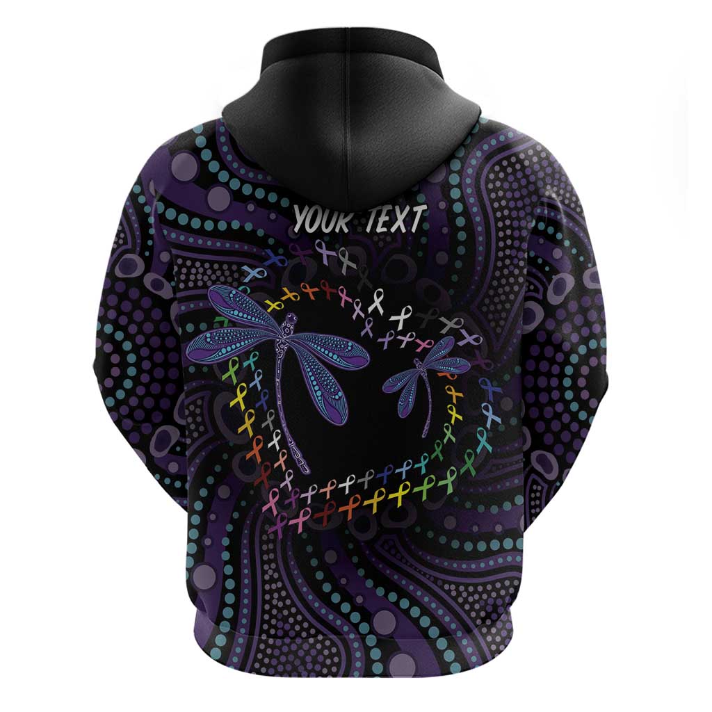 Fight Cancer In All Colors Australia Indigenous Zip Hoodie Dragonflies Aboriginal Art