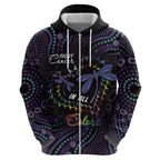 Fight Cancer In All Colors Australia Indigenous Zip Hoodie Dragonflies Aboriginal Art