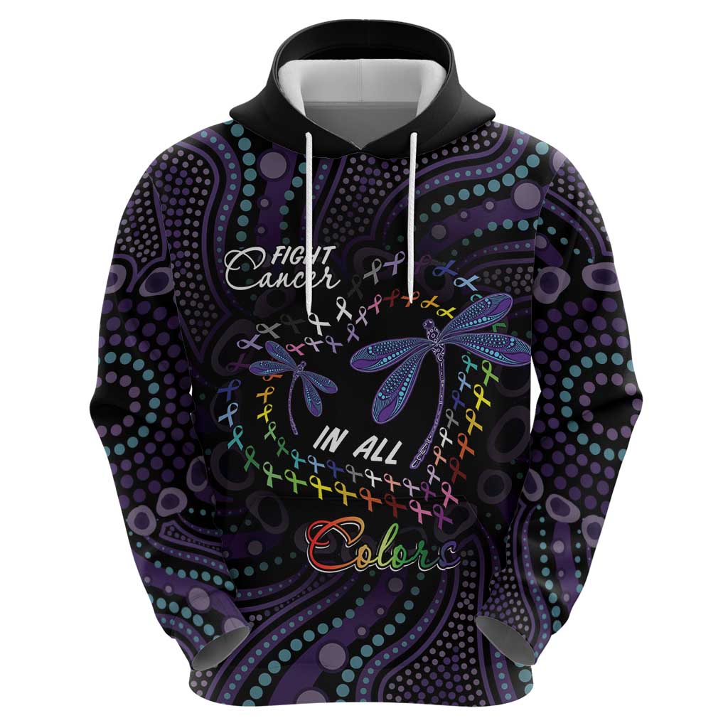 Fight Cancer In All Colors Australia Indigenous Zip Hoodie Dragonflies Aboriginal Art
