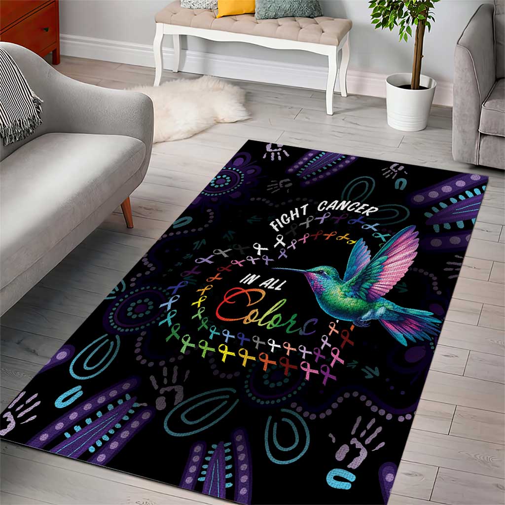 Australia Indigenous Aboriginal Arts Area Rug Hummingbird - Fight Cancer In All Colors