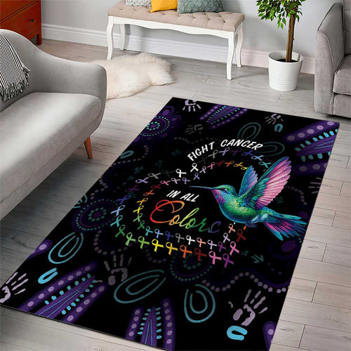 Australia Indigenous Aboriginal Arts Area Rug Hummingbird - Fight Cancer In All Colors