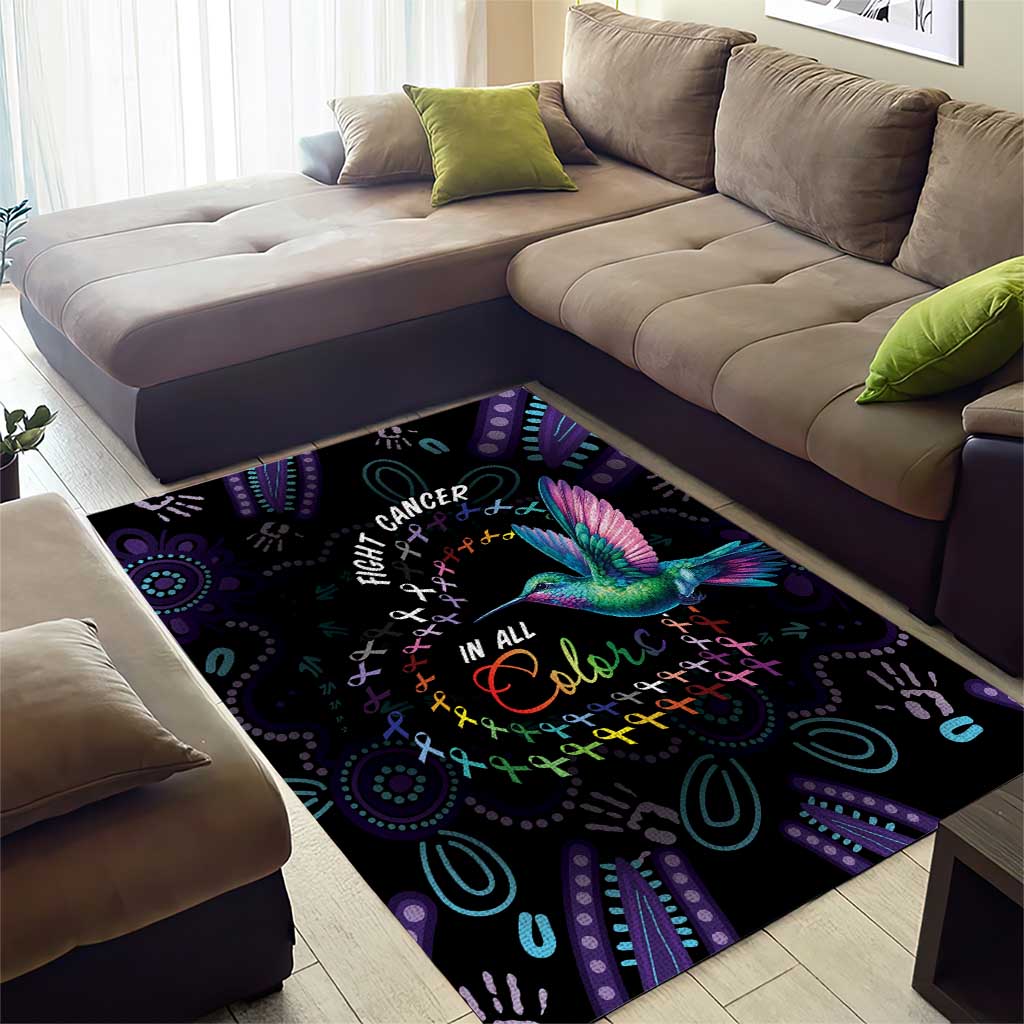 Australia Indigenous Aboriginal Arts Area Rug Hummingbird - Fight Cancer In All Colors