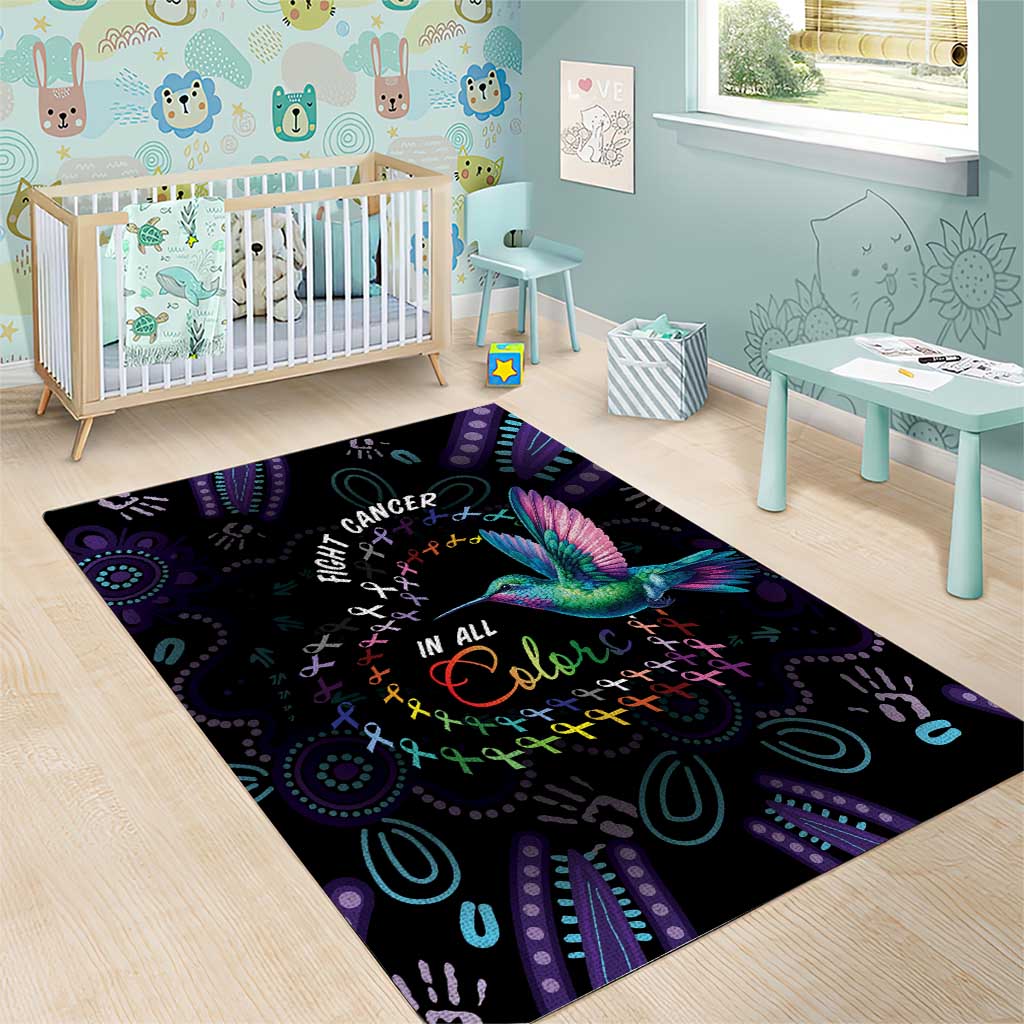 Australia Indigenous Aboriginal Arts Area Rug Hummingbird - Fight Cancer In All Colors