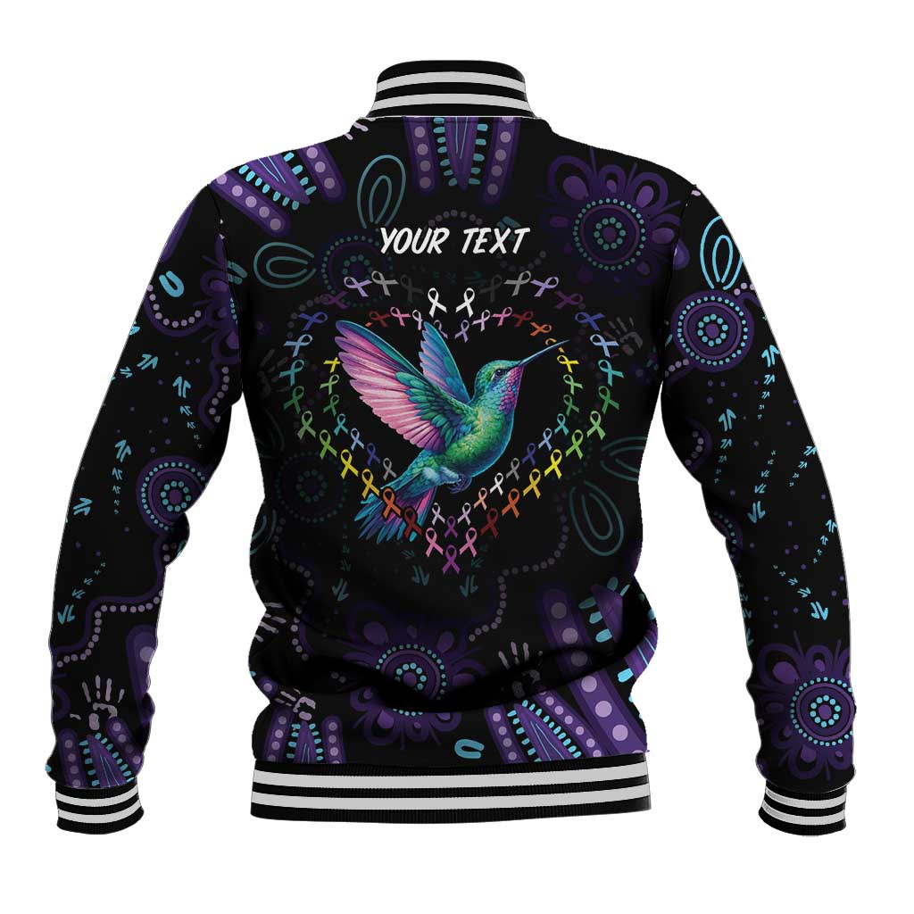 Australia Indigenous Aboriginal Arts Baseball Jacket Hummingbird - Fight Cancer In All Colors
