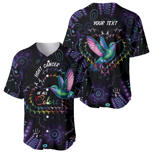 Australia Indigenous Aboriginal Arts Baseball Jersey Hummingbird - Fight Cancer In All Colors