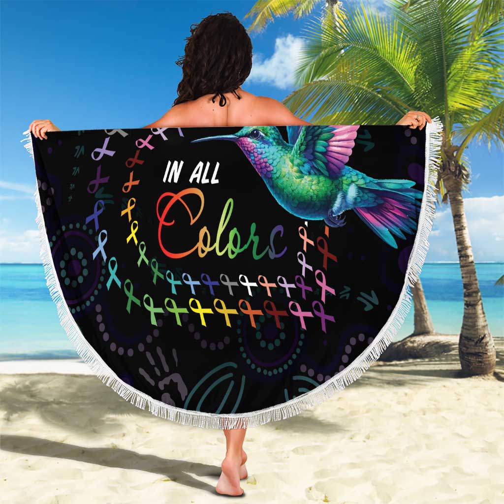 Australia Indigenous Aboriginal Arts Beach Blanket Hummingbird - Fight Cancer In All Colors