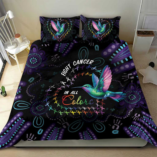 Australia Indigenous Aboriginal Arts Bedding Set Hummingbird - Fight Cancer In All Colors