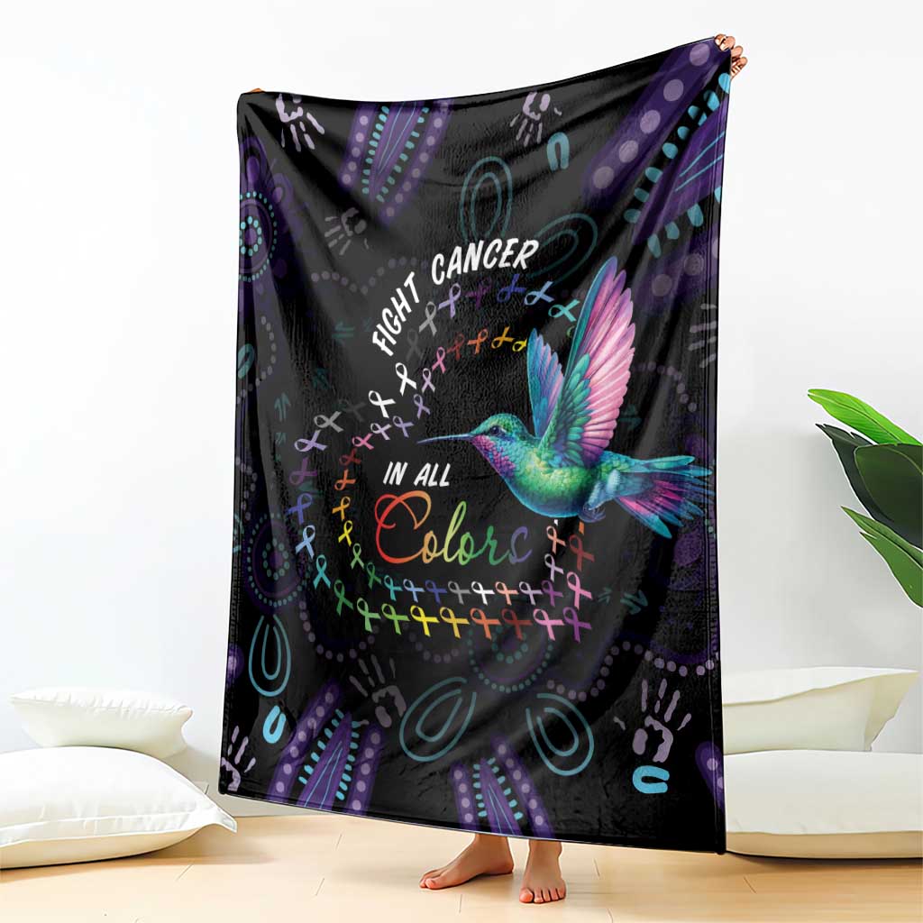 Australia Indigenous Aboriginal Arts Blanket Hummingbird - Fight Cancer In All Colors