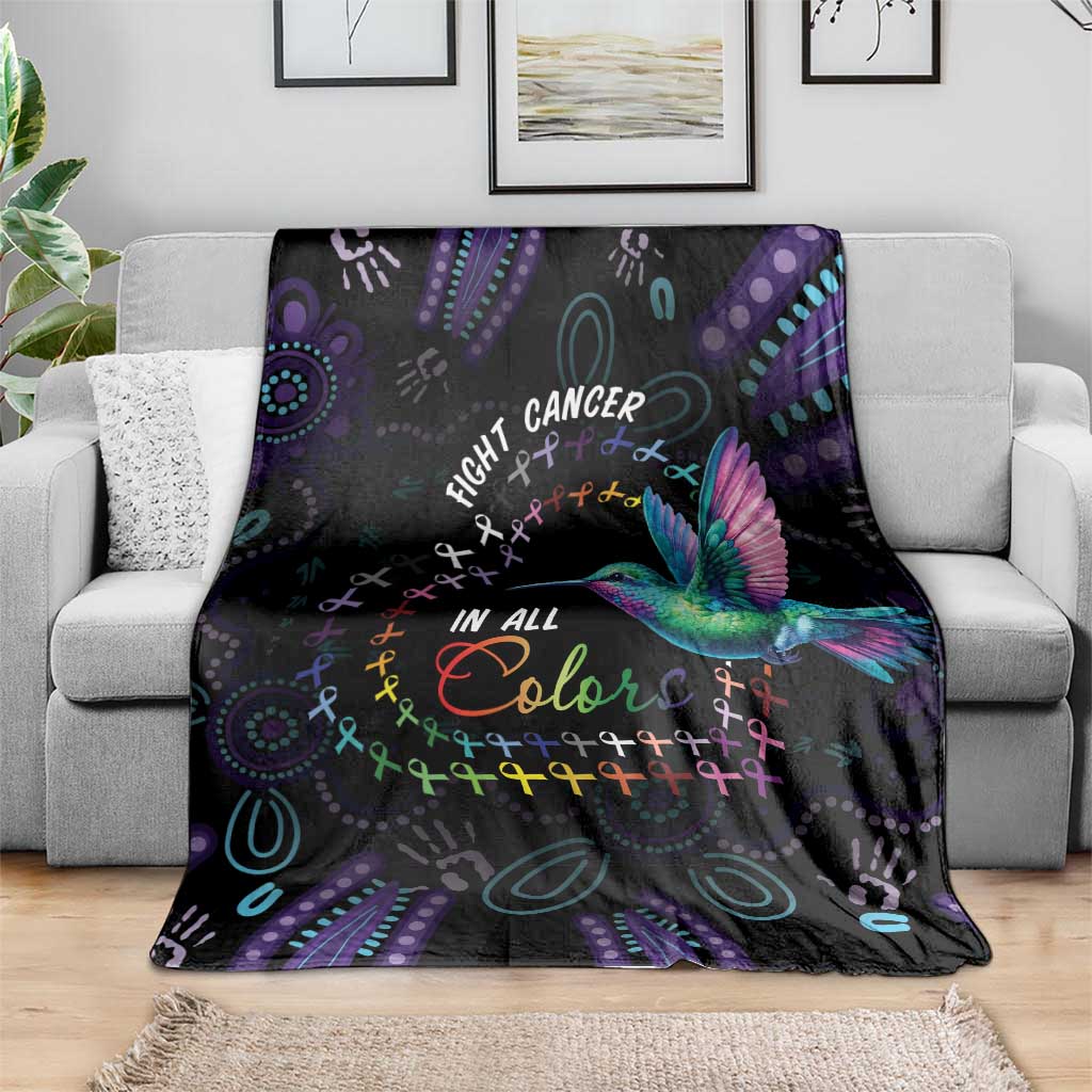 Australia Indigenous Aboriginal Arts Blanket Hummingbird - Fight Cancer In All Colors