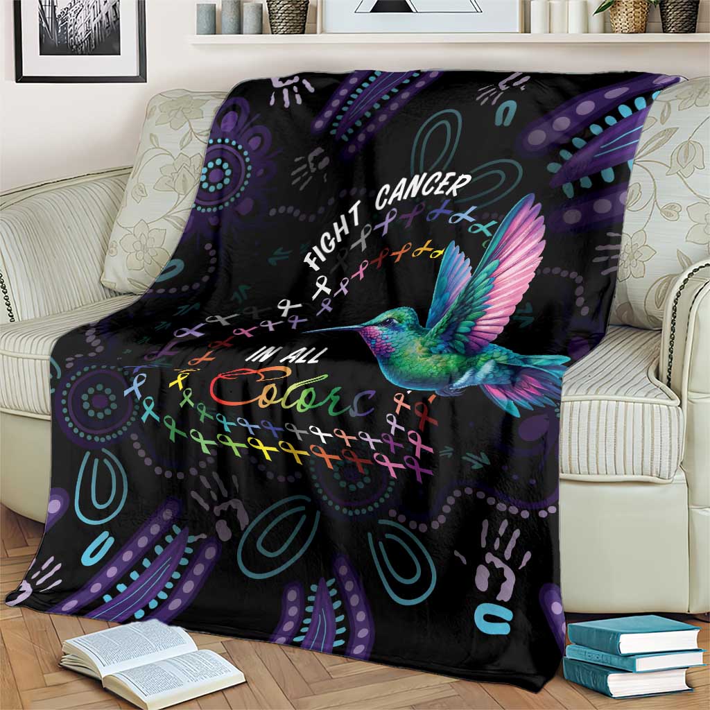 Australia Indigenous Aboriginal Arts Blanket Hummingbird - Fight Cancer In All Colors
