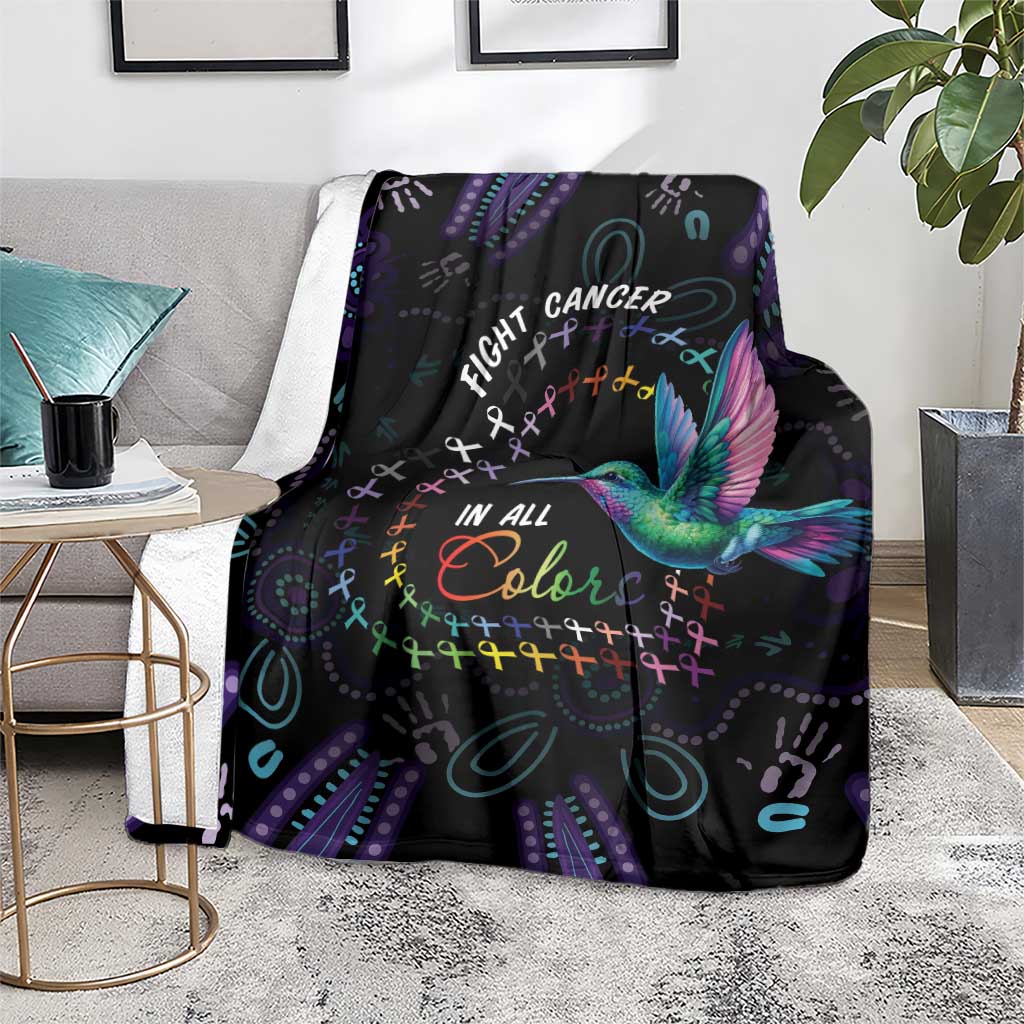 Australia Indigenous Aboriginal Arts Blanket Hummingbird - Fight Cancer In All Colors