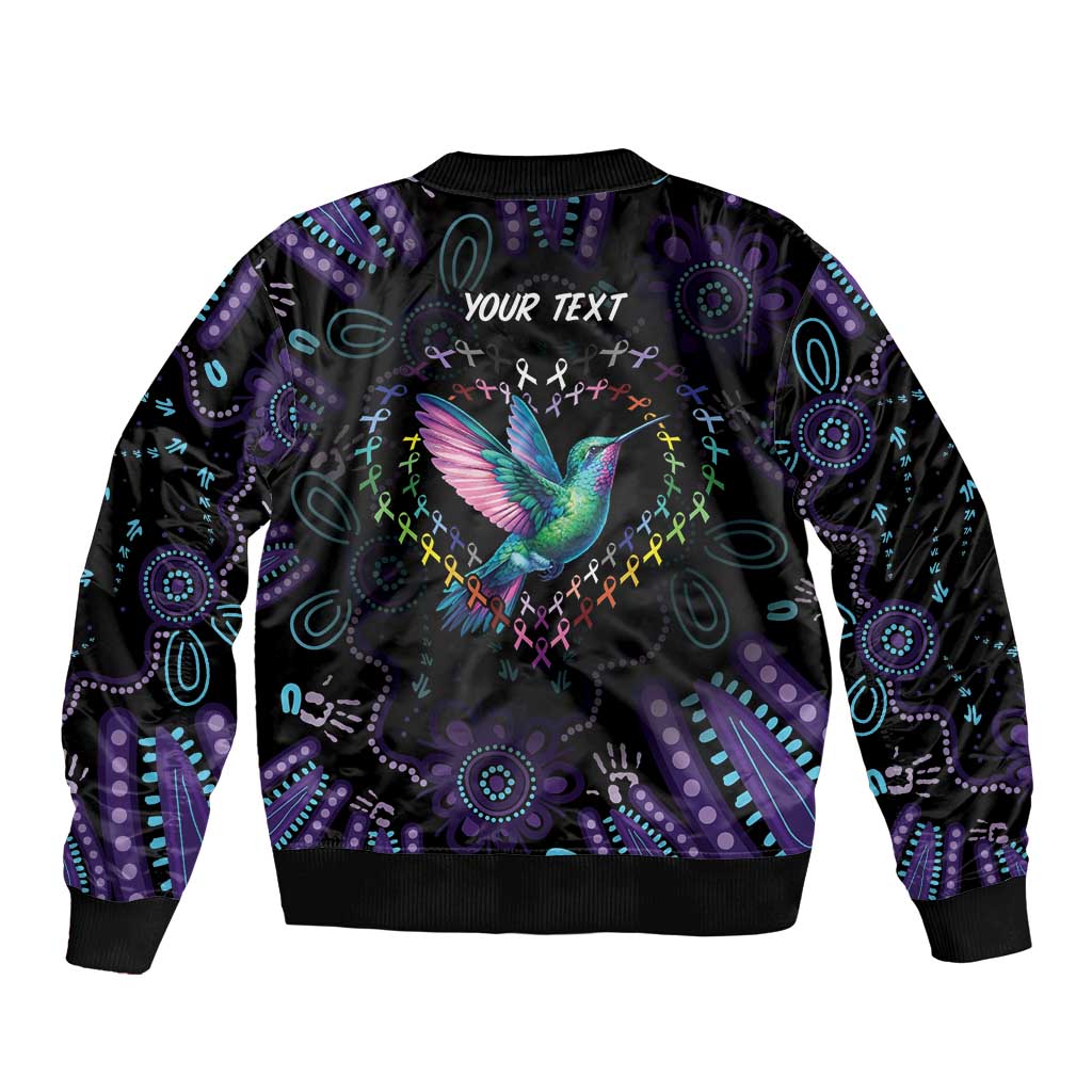 Australia Indigenous Aboriginal Arts Bomber Jacket Hummingbird - Fight Cancer In All Colors