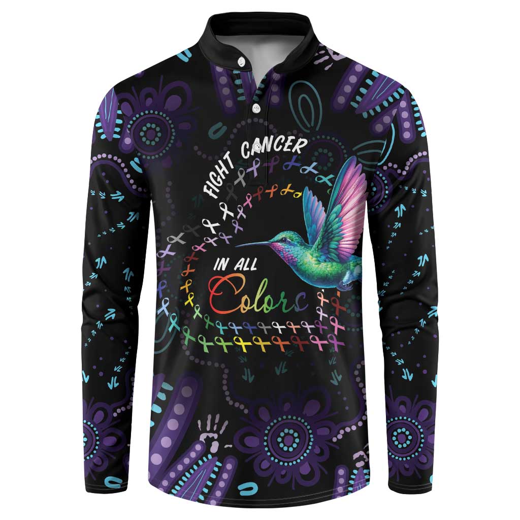 Australia Indigenous Aboriginal Arts Button Sweatshirt Hummingbird - Fight Cancer In All Colors