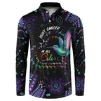 Australia Indigenous Aboriginal Arts Button Sweatshirt Hummingbird - Fight Cancer In All Colors