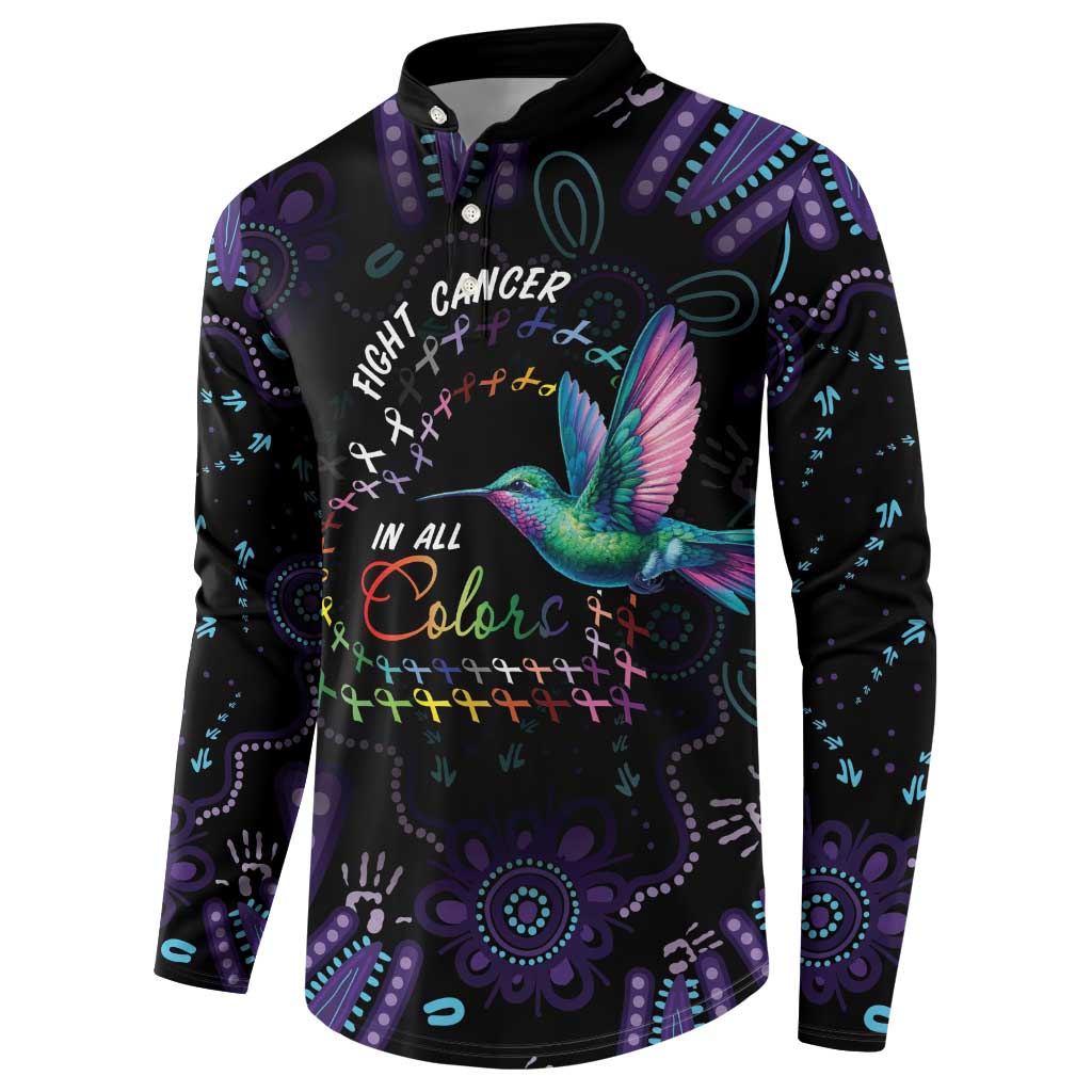 Australia Indigenous Aboriginal Arts Button Sweatshirt Hummingbird - Fight Cancer In All Colors