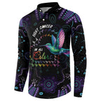 Australia Indigenous Aboriginal Arts Button Sweatshirt Hummingbird - Fight Cancer In All Colors