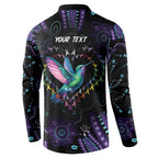 Australia Indigenous Aboriginal Arts Button Sweatshirt Hummingbird - Fight Cancer In All Colors