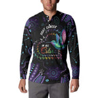 Australia Indigenous Aboriginal Arts Button Sweatshirt Hummingbird - Fight Cancer In All Colors