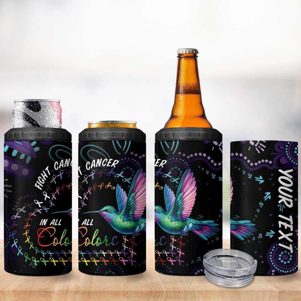 Australia Indigenous Aboriginal Arts 4 in 1 Can Cooler Tumbler Hummingbird - Fight Cancer In All Colors