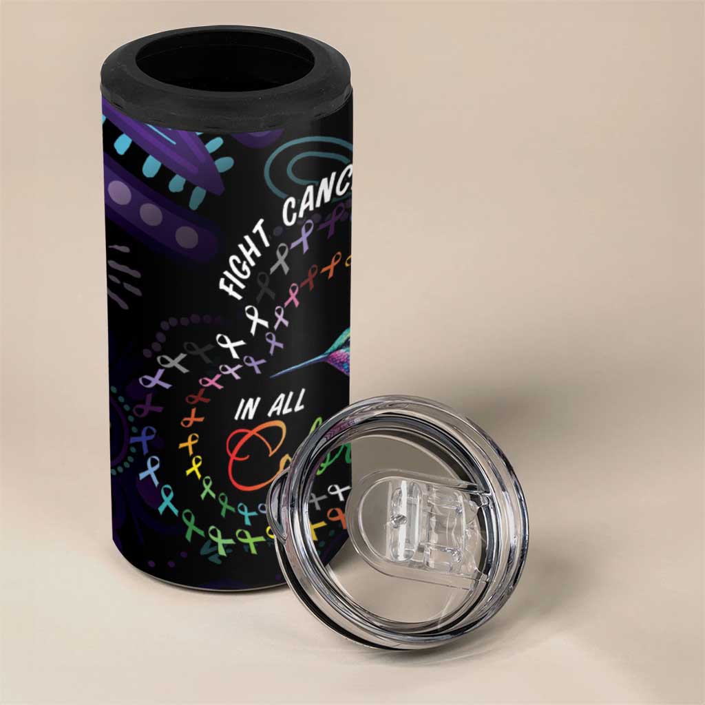 Australia Indigenous Aboriginal Arts 4 in 1 Can Cooler Tumbler Hummingbird - Fight Cancer In All Colors