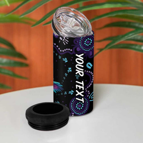 Australia Indigenous Aboriginal Arts 4 in 1 Can Cooler Tumbler Hummingbird - Fight Cancer In All Colors