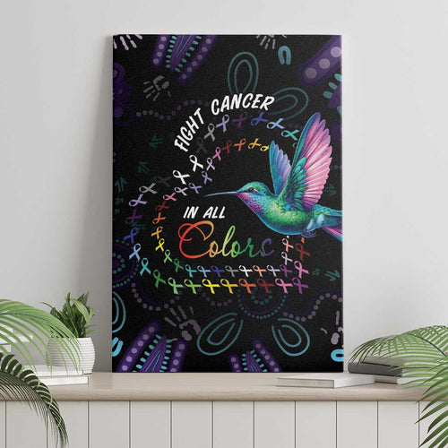 Australia Indigenous Aboriginal Arts Canvas Wall Art Hummingbird - Fight Cancer In All Colors