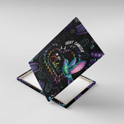 Australia Indigenous Aboriginal Arts Canvas Wall Art Hummingbird - Fight Cancer In All Colors