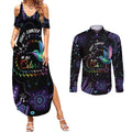 Australia Indigenous Aboriginal Arts Couples Matching Summer Maxi Dress and Long Sleeve Button Shirt Hummingbird - Fight Cancer In All Colors