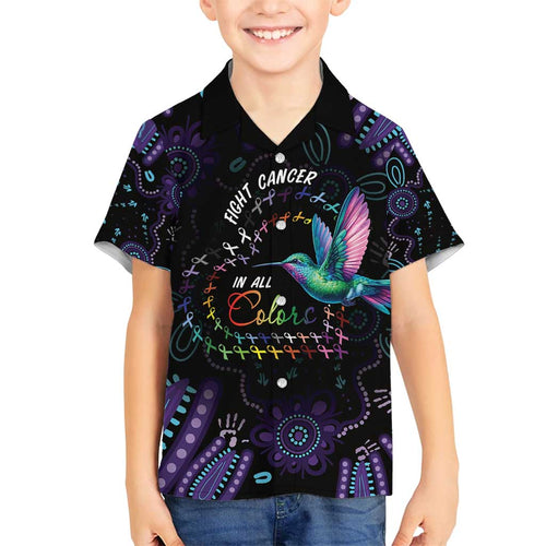 Australia Indigenous Aboriginal Arts Family Matching Long Sleeve Bodycon Dress and Hawaiian Shirt Hummingbird - Fight Cancer In All Colors