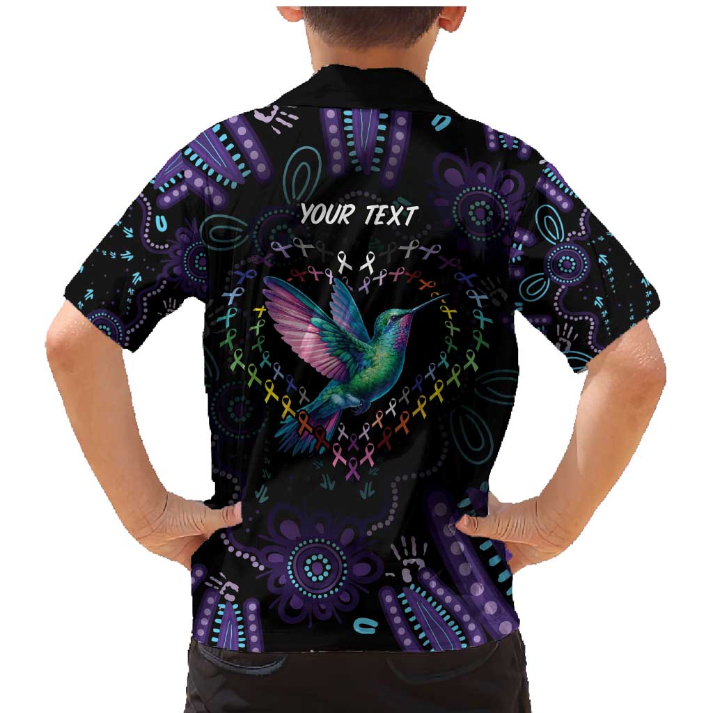 Australia Indigenous Aboriginal Arts Family Matching Mermaid Dress and Hawaiian Shirt Hummingbird - Fight Cancer In All Colors