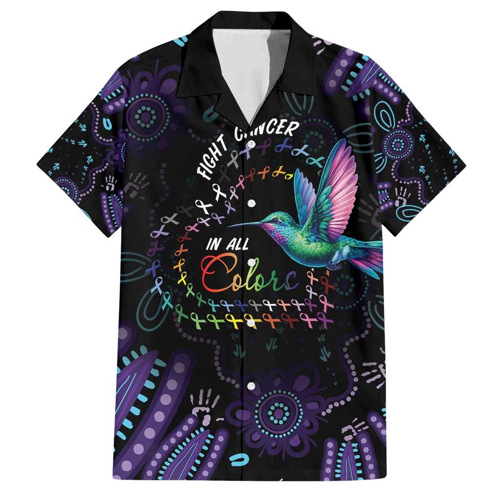 Australia Indigenous Aboriginal Arts Family Matching Off Shoulder Maxi Dress and Hawaiian Shirt Hummingbird - Fight Cancer In All Colors