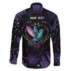 Australia Indigenous Aboriginal Arts Family Matching Off Shoulder Maxi Dress and Hawaiian Shirt Hummingbird - Fight Cancer In All Colors