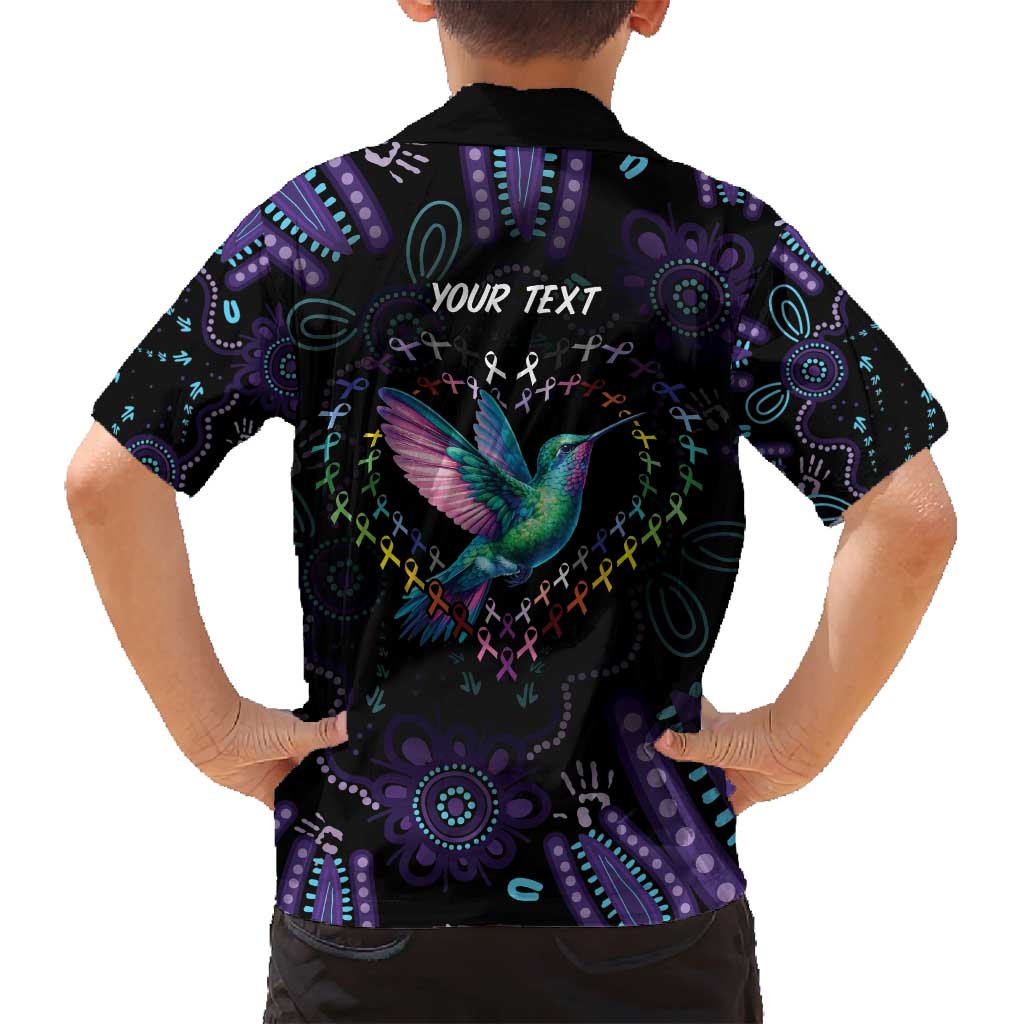 Australia Indigenous Aboriginal Arts Family Matching Puletasi and Hawaiian Shirt Hummingbird - Fight Cancer In All Colors