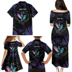 Australia Indigenous Aboriginal Arts Family Matching Puletasi and Hawaiian Shirt Hummingbird - Fight Cancer In All Colors