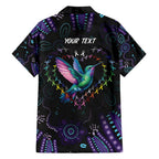 Australia Indigenous Aboriginal Arts Family Matching Puletasi and Hawaiian Shirt Hummingbird - Fight Cancer In All Colors