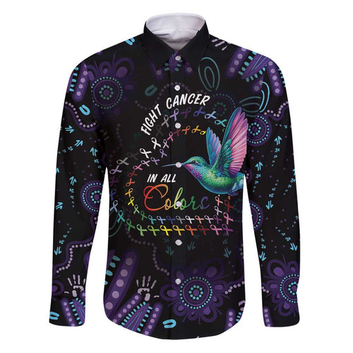 Australia Indigenous Aboriginal Arts Family Matching Puletasi and Hawaiian Shirt Hummingbird - Fight Cancer In All Colors