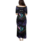 Australia Indigenous Aboriginal Arts Family Matching Puletasi and Hawaiian Shirt Hummingbird - Fight Cancer In All Colors