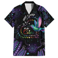 Australia Indigenous Aboriginal Arts Family Matching Short Sleeve Bodycon Dress and Hawaiian Shirt Hummingbird - Fight Cancer In All Colors