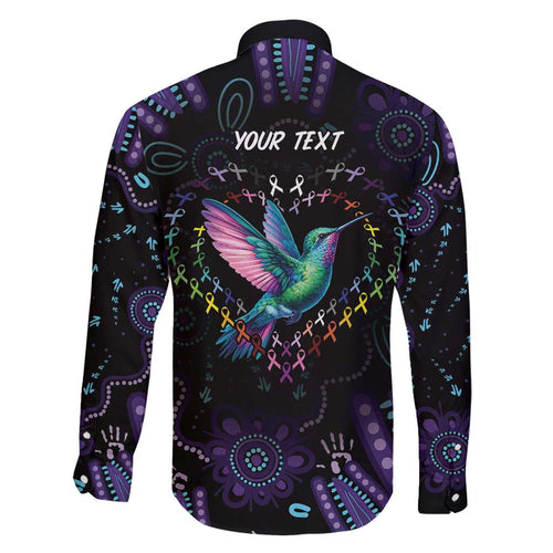 Australia Indigenous Aboriginal Arts Family Matching Short Sleeve Bodycon Dress and Hawaiian Shirt Hummingbird - Fight Cancer In All Colors