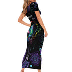 Australia Indigenous Aboriginal Arts Family Matching Short Sleeve Bodycon Dress and Hawaiian Shirt Hummingbird - Fight Cancer In All Colors