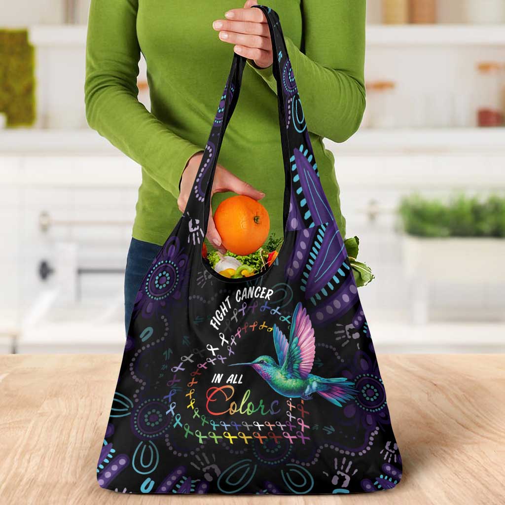 Australia Indigenous Aboriginal Arts Grocery Bag Hummingbird - Fight Cancer In All Colors