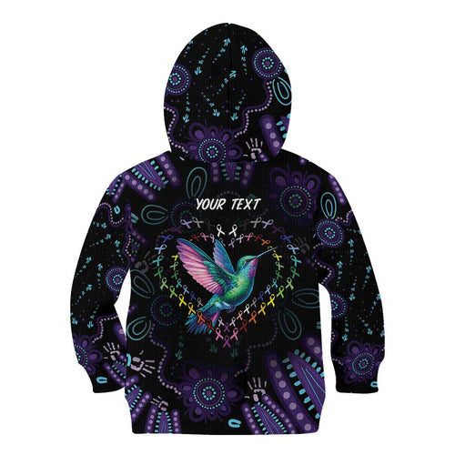 Australia Indigenous Aboriginal Arts Kid Hoodie Hummingbird - Fight Cancer In All Colors