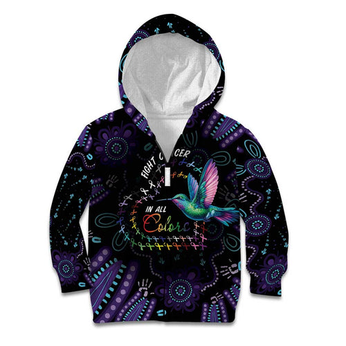 Australia Indigenous Aboriginal Arts Kid Hoodie Hummingbird - Fight Cancer In All Colors
