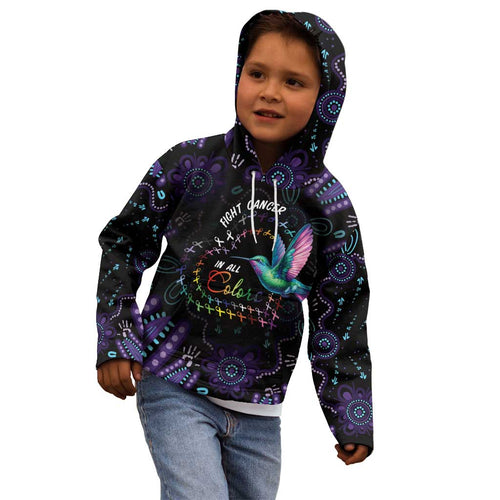 Australia Indigenous Aboriginal Arts Kid Hoodie Hummingbird - Fight Cancer In All Colors