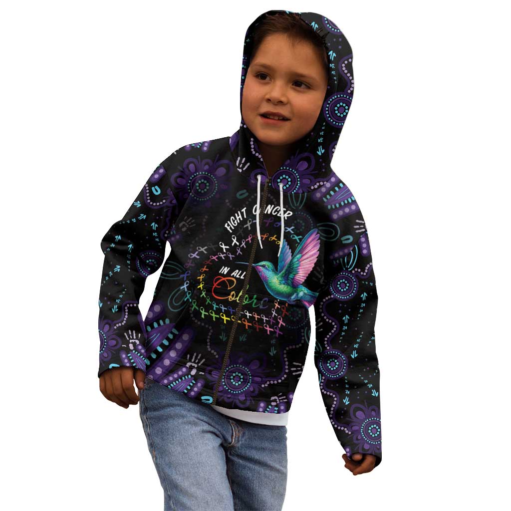 Australia Indigenous Aboriginal Arts Kid Hoodie Hummingbird - Fight Cancer In All Colors