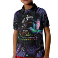 Australia Indigenous Aboriginal Arts Kid Polo Shirt Hummingbird - Fight Cancer In All Colors