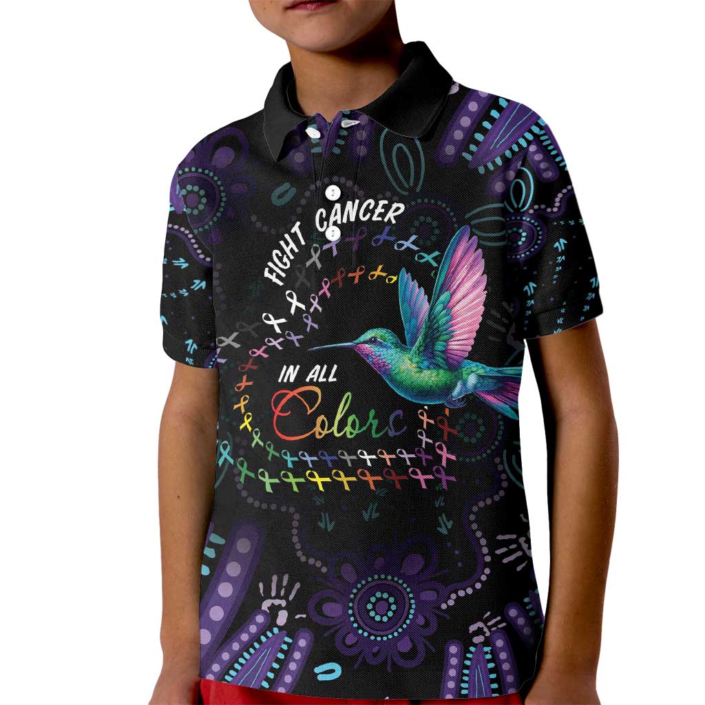 Australia Indigenous Aboriginal Arts Kid Polo Shirt Hummingbird - Fight Cancer In All Colors
