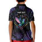 Australia Indigenous Aboriginal Arts Kid Polo Shirt Hummingbird - Fight Cancer In All Colors